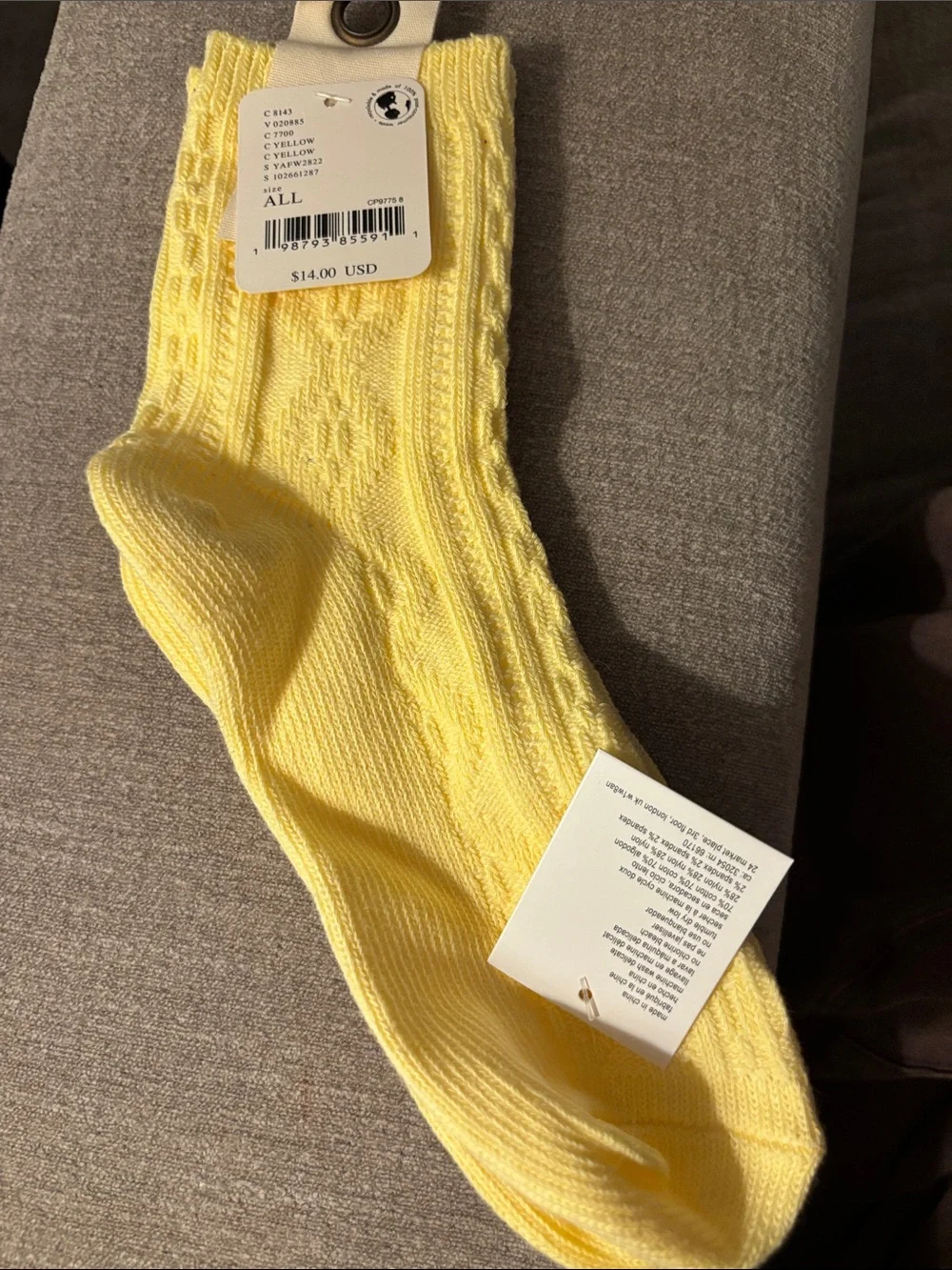 Free people cable socks. NWT. Yellow
